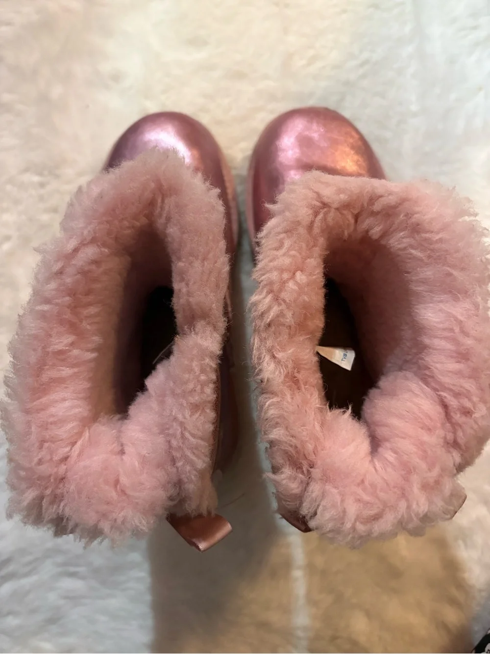 UGG Metallic Pink Winter Boots with Mini Bailey Bow